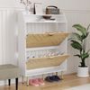 GarveeHome Schmaler Schuhschrank Mit 2 Klappen, Schlanker Freistehender Schuhschrank Für Den Eingangsbereich,Mit Kippschutz-Set, Verdecktes Schuhfach Mit Einlegeboden Bild 3