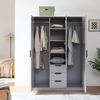 Kleiderschrank Eiselfing 176x120x52 cm 3 Schubladen Grau [en. casa] Bild 4