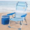 AKTIVE Strandstuhl, zusammenklappbar, 5 Positionen, blau gestreift, 48 x 60 x 90 cm, inklusive gepolstertem Kissen, Schultergriff, Belastbarkeit 110 kg, Kippschutz, mehrere Positionen, verstellbare Bild 2