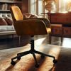 39F FURNITURE DREAM Durable Faux Leather Desk Chair – Gas Lift Function with Smooth Wheels – Perfect for Reading Corners – Swivel & Adjustable Height Function,Brown,61 x 56 x 76-86cm Bild 4