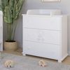 Kiki design Kommode mit Wickeltisch | 80x46 cm | Wickelkommode mit 3 Schubladen | Für Kinderzimmer | Gravierter Teddybär | Schrank für Kinderzimmer |Weiß Bild 2