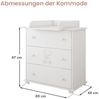 Kiki design Kommode mit Wickeltisch | 80x46 cm | Wickelkommode mit 3 Schubladen | Für Kinderzimmer | Gravierter Teddybär | Schrank für Kinderzimmer |Weiß Bild 3