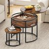 YITAHOME Couchtisch Rund, 2er Set, Wohnzimmertisch Vintage mit Stauraum und Hebeplatte, Couchtisch Höhenverstellbar für Wohnzimmer, 60 x 60 x 50 cm,38 x 38 x 30 cm Bild 2