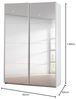 Rauch Möbel Caracas Schrank Kleiderschrank Schwebetürenschrank, Weiß mit Spiegelfront 2-türig inkl. Zubehörpaket Classic 4 Einlegeböden, 2 Kleiderstangen, 1 Hakenleiste, BxHxT 136 x 210 x 62 cm Bild 3