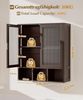 Yorbay Hängeschrank Bambus Badezimmerschrank (59x22x66 cm, Magnetverschluss & verstellbare Regale) Wandschrank mit Doppeltüren Bild 3