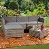 Gartengarnitur Sitzgruppe Lounge Garten Ecksofa Tisch Rattanmöbel grau 5tlg. Bild 5