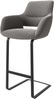 Barstuhl Yago-Flex Bouclé Silbergrau Freischwinger flach Metall Schwarz Taschenfederkern Bild 1