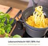 Hoffmann Germany Nudellöffel Pastalöffel Silikon Edelstahl 29,5 cm anthrazit, Portionshilfe 110g, Topfhaken, kratzerfrei, spülmaschinengeeignet Bild 2
