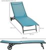 Outsunny Gartenliege Relaxliege mit verstellbarer Rückenlehne, Gartenliege für Poolbereich, Liegestuhl mit Rollen, 1 St, Sonnenliege, Polyester, Alu, Blau, 195 x 165 x 102 cm Bild 3