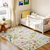 HOMCOM Teppich maschinenwaschbarer Wohnzimmerteppich rutschfester Flächenteppich, Rechteckig, Höhe: 7 mm, für Schlafzimmer, Wohnzimmer, Cremeweiß+Rosa Bild 3