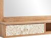 Wandspiegel Badspiegel Delhi 130 cm massiv Mangoholz braun rechteckig 130x75x15 Spiegel mit Ablage Fach 2 Schubladen massivum Bild 3