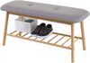Sitzbank Schuhregal HWC-D90, Polsterbank Bank Schuhablage, Bambus 44x90x34cm Bild 4
