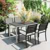 Outsunny Gartentisch mit Holzoptik, für 4-6 Personen (Balkontisch aus Aluminium, 1-St, wetterfest Terrassentisch), 120x70 cm, für Garten, Balkon, Schwarz Bild 2