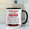 Momentals Tasse 50 Geburtstag Mann Frau – ACHTUNG – Geburtstagsgeschenk Männer Frauen, Gratis Versand · Links-&Rechtshänder · Spülmaschinenfest Bild 2