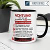 Momentals Tasse 50 Geburtstag Mann Frau – ACHTUNG – Geburtstagsgeschenk Männer Frauen, Gratis Versand · Links-&Rechtshänder · Spülmaschinenfest Bild 5