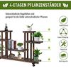 Outsunny Pflanzentreppe Vierstufiges Blumenregal, Blumentreppe, mit 4 Rollen (Blumenständer, 1 St, Pflanzenregal), für Garten, Balkon, Verkohlt Bild 3