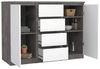 Dmora - Kommode Alix, Wohnzimmerbuffet, Wohnzimmer-Sideboard, Moderne Küchen-Speisekammer, 121x50 h91 cm, Zement und Weiß Bild 3