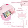 COSTWAY Kinder Schminktisch mit Hocker und abnehmbarem Spiegel, Holz pink, 34 x 70 x 100 cm Bild 5