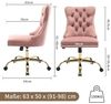 SeedWave Bürostuhl Samt-Schminkstuhl mit gesteppter Rückenlehne und Nagelkopfverzierung, Vintage Britischer, höhenverstellbar, schwenk- & rollbar, bis 150 kg Bild 3