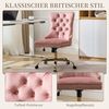 SeedWave Bürostuhl Samt-Schminkstuhl mit gesteppter Rückenlehne und Nagelkopfverzierung, Vintage Britischer, höhenverstellbar, schwenk- & rollbar, bis 150 kg Bild 4