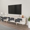 Hanah Home Stylish TV Stand, White & Marble, 160 x 45 x 35 cm | 100% Melamine Coated Particle Board, 18 mm Thick | Modern Design for Living Room & Entertainment Bild 2