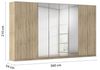 Rauch Möbel Alabama, Kleiderschrank für Schlafzimmer, Kinderzimmer, Wohnzimmer, Garderobe, Flur, 8-türig, Spiegel, mit Zubehör Premium, Farbe Eiche Sonoma, Holz, Breite 360 cm Bild 3