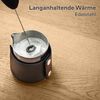 Cosumy Milchkännchen Barista Milchkännchen Edelstahl 350ml mit Lederhülle, 350 l, (Set, 1-St), Griffloses Design - Messskala im Inneren Bild 3