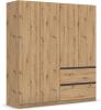 rauch Kleiderschrank, Drehtürenschrank COSTA, 4-türig, push-to-open, Eiche Artisan, 181 x 197 x 54 cm
