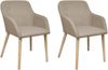 vidaXL Esszimmerstühle 6 Stk. Beige Stoff und Massivholz Eiche [270571] Bild 3