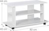 BAKAJI TV-Schrank aus MDF-Holz mit 2 Einlegeböden für Videospiele DVDs und 4 Rollen, modernes Design, Größe 80 x 40 x 45 cm (weiß) Bild 3