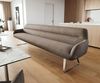 Esszimmerbank Taya-Flex 300 cm Strukturstoff Soft Taupe Kufengestell flach Edelstahl Taschenfederkern Bild 2