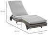 Outsunny Gartenliege Gartenliege mit Kissen, Polyrattan Sonnenliege, 1 St, Rattanliege, Metall Grau 207 x 70 x 70 cm Bild 3