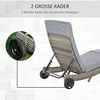 Outsunny Gartenliege Gartenliege mit Kissen, Polyrattan Sonnenliege, 1 St, Rattanliege, Metall Grau 207 x 70 x 70 cm Bild 4