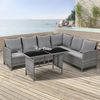 SVITA MADISON Polyrattan Essgruppe Gartenmöbel Set Rattan Lounge Ecksofa grau Bild 2