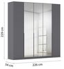 Rauch Möbel Alabama, Kleiderschrank, Garderobenschrank, 5-türig, Spiegel, Zubehör Basic, 3 Kleiderstangen, 6 Einlegeböden, Farbe Grau metallic, Schwarz, Griff Grau metallic, 226 x 229 x 54 cm Bild 3