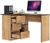 AKORD Eck-Schreibtisch B-16 mit 3 Schubladen und 2 Ablagen | Schreibtisch | ecktisch | Eck Schreibtisch für Home Office | Einfache Montage | B124 x H77 x T85, 48 kg Kraft Eiche Bild 5