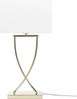'Yasuni' Tischlampe Gold Metallfuß Stoffschirm Weiß langes Kabel mit Schalter Modern Minimalistisch Bild 4