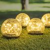HI 4er Set LED Solar Crackle Glas Lampen Solarbeleuchtung mit Erdspieß 70395 Bild 3