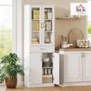 HOMCOM Küchenbuffet mit verstellbar Regal, Schublade, 2 Schrank, Soft-Close-Funktion (Vitrinenschrank, 1-St, Hochschrank) für Küche, Esszimmer, Wohnzimmer 60 x 35 x 180 cm Weiß Bild 2