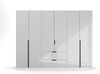 Kleiderschrank Drehtürenschrank Modern | 6-türig | mit Schubkästen | glasweiß / alpinweiß | 271x210 Bild 4