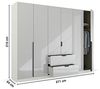 Kleiderschrank Drehtürenschrank Modern | 6-türig | mit Schubkästen | glasweiß / alpinweiß | 271x210 Bild 3