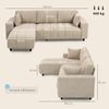 HOMCOM Ecksofa mit 2 Kissen, Couchgarnitur 1 Teile, für Wohnzimmer, Beige Bild 3