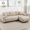 HOMCOM Ecksofa mit 2 Kissen, Couchgarnitur 1 Teile, für Wohnzimmer, Beige Bild 2