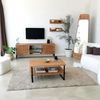 Hanah Home Rustic Oak TV Unit with Metal Frame, 100% Pine Solid Wood, Antibacterial & Rustproof Legs | 150 x 40 x 30 cm | Perfect for Traditional & Industrial Decor Bild 4
