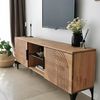 Hanah Home Rustic Oak TV Unit with Metal Frame, 100% Pine Solid Wood, Antibacterial & Rustproof Legs | 150 x 40 x 30 cm | Perfect for Traditional & Industrial Decor Bild 5