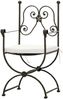 Casa Padrino Luxus Jugendstil Gartenstuhl Set mit Armlehnen und Sitzkissen Braun / Weiß 60x44 x H. 97 cm - Handgeschmiedete Esszimmer Stühle - Esszimmer Garten Terrassen Möbel Bild 2