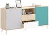 Dmora Rainier, Sideboard für Wohnzimmer, modernes Sideboard, 2 Türen, 155 x 43 x 75 cm, Weiß und Eiche Bild 3