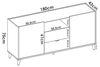 Dmora Rainier, Sideboard für Wohnzimmer, modernes Sideboard, 2 Türen, 155 x 43 x 75 cm, Weiß und Eiche Bild 2