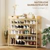 HOMCOM Schuhregal mit 6 Ebenen, Schublade aus Bambus, für max. 18 Paar Schuhe, Schuhständer 1-tlg, für Eingang, Schlafzimmer, 101 x 30 x 100 cm, Natur Bild 5