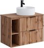 Vente-unique - ZEVARA Waschbeckenmöbel Holz, Platte Beige - B 46 cm x H 57 cm x L 80 cm Bild 4